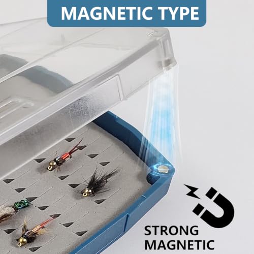 Deep Clear Fly Fishing Box Magnetic Closure Fly Tackle Organizer (G040B-7.16 × 3.63 × 0.9 inch)