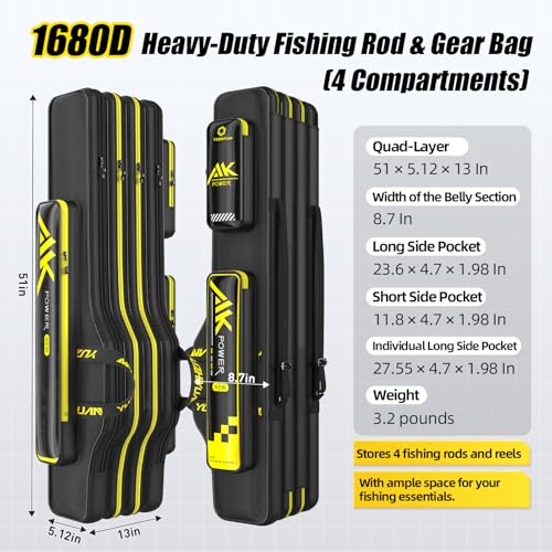 Fishing Rod Case 51in Quad (4 Layer -Reinforced / 51 in / 130cm)