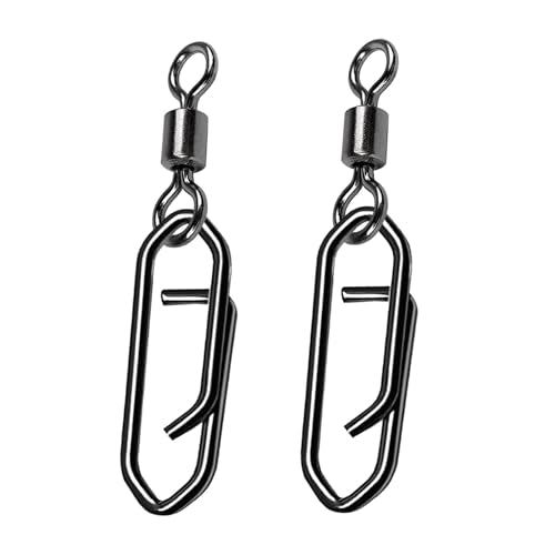 High Strength Fishing Clips Swivel Freshwater Saltwater Fishing Snaps Connector Rolling Barrel Swivels Fishing Clip Speed Change Black Nickel (Size 1/0+L (110lb) 50 pcs)