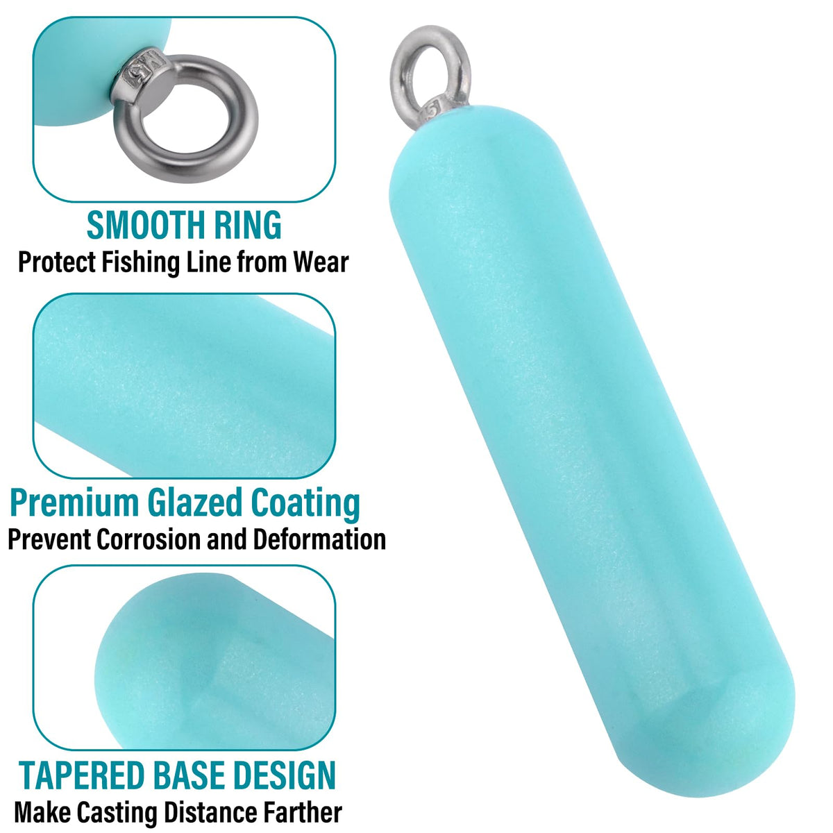 3pk Cylindrical Sinker Weight Saltwater Fishing 18oz (500g/18oz-3pcs)