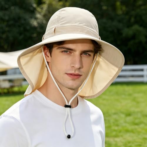 2Pack Sun Hat for Men Women with Neck Flap