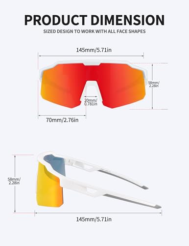 Cycling Sunglasses for Men Women (White Red)