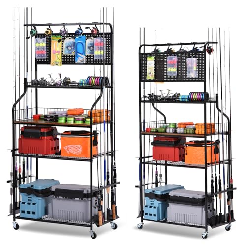 Heavy Duty Fishing Rod Holder (15 Rods & Upgraded Pegboard)