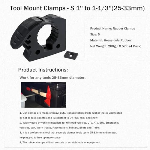 Shovel Holder & Tool Mount (Small - 4 Pack)