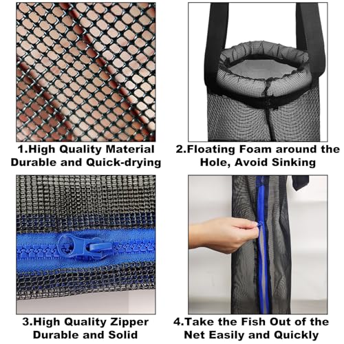 Floating Fish Basket Mesh Net Cage for Live Bait Storage Fish Raising Kayak Fishing Accessories 15.7in