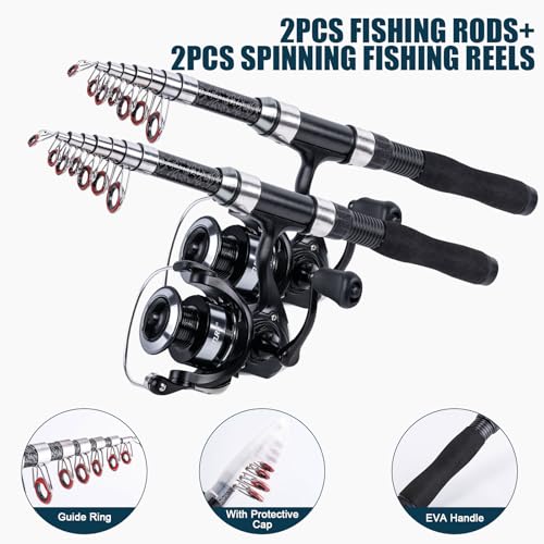 2 Pack Fishing Rod and Reel Combo with Carrier Bag (B1 / 7 FT)