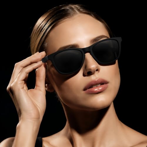 Polarized Sunglasses for Women and Men (Black Frame/Gray Lens)