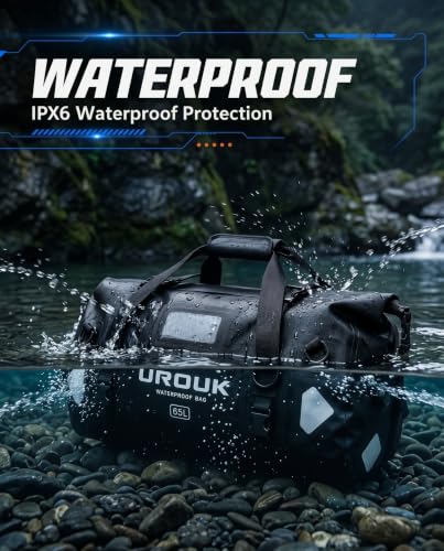 Waterproof Duffel Bag 40L 65L 90L Large Motorcycle Dry Bag Backpack (Black / 65L)