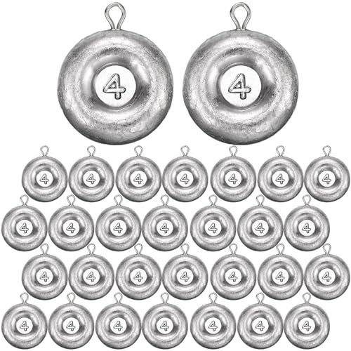 30 Pieces Fishing Disc Sinkers Weights Disc Sinker Fishing Sinkers Weights for Saltwater Catfishing Trolling Surf Tackle