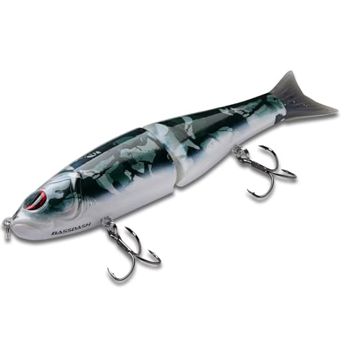 SwimShad Glide Baits Jointed Swimbait Bass Pike Salmon Trout Muskie Fishing Lure (Black Camo / 4.5in/0.65oz)