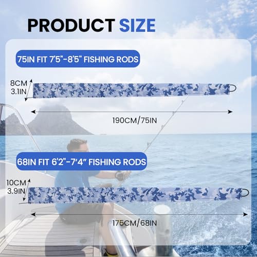 Neoprene Fishing Rod Sleeve Rod Socks for Casting (75" / Blue camo)