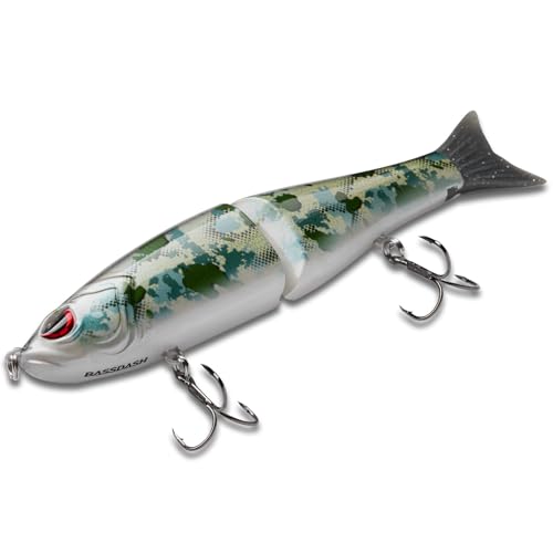 SwimShad Glide Baits Jointed Swimbait Bass Pike Salmon Trout Muskie Fishing Lure (Green Vegetation Camo / 4.5in/0.65oz)