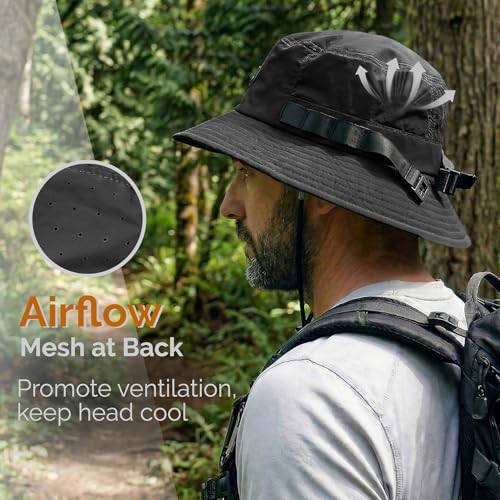 Mens Bucket Sun Hats (One Size / Black)