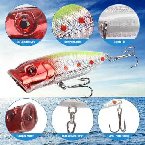 Top Water Popper Lures (5pcs Dot)