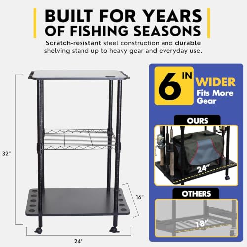 Fishing Rod Holders for Garage W (Black / 12-Rod tackle cart)
