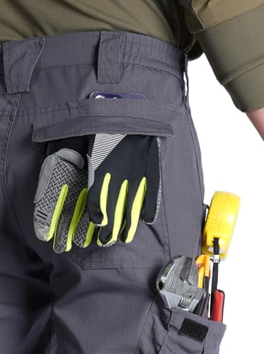 Cargo Work Pants for Men Ripstop Tactical Pants Lightweight Water Resistant EDC Hiking Carpenter Hunting Pants with Multi Pockets Dark Grey 44Wx34L (Dark Grey / 44W x 34L)