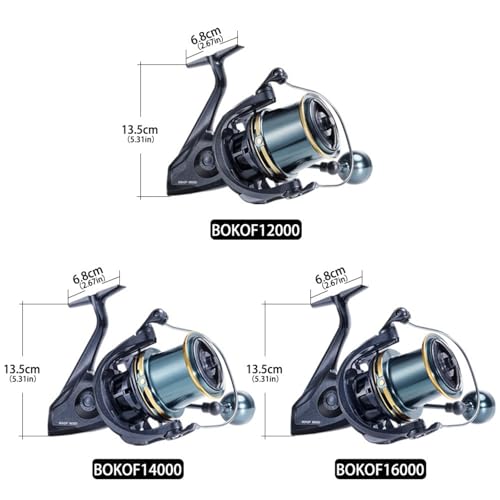 Heavy Duty Spinning Reel Metal Body with CNC Machined Spool 55LB Max Drag 10+1 BB Ultra Smooth 4.1 (BOKOF14000 / Large)