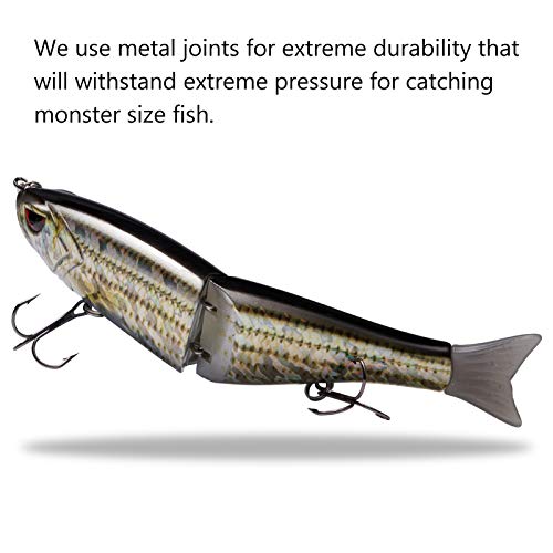 SwimShad Glide Baits Jointed Swimbait Bass Pike Salmon Trout Muskie Fishing Lure (Striper / 7in/2.2oz)