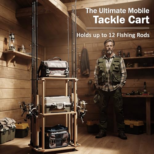 12 Fishing Rod Tackle Cart
