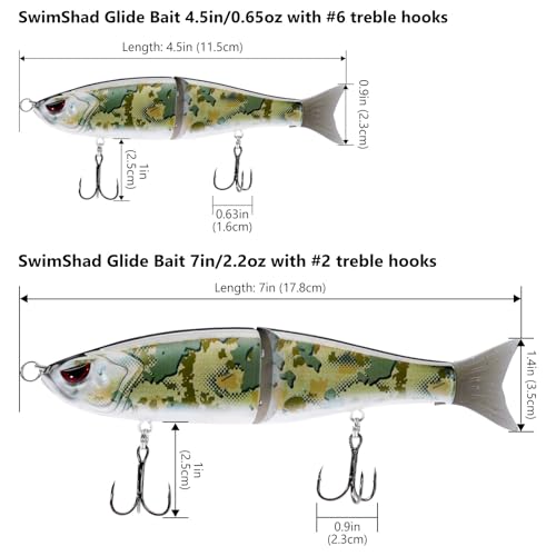 SwimShad Glide Baits Jointed Swimbait Bass Pike Salmon Trout Muskie Fishing Lure (Open Terrain / 4.5in/0.65oz)