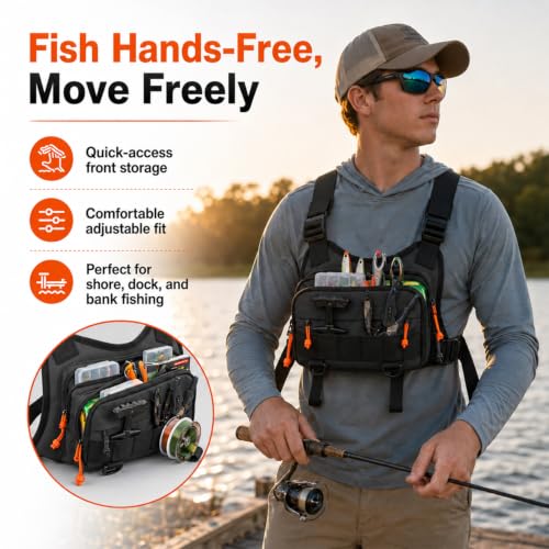 All in One Fishing Chest Pack Tackle Bag with Tackle Box