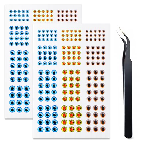 3D 4D 5D Fishing Lure Eyes Assortment with 1 Piece Tweezer for Making Fish Bait Fly Tying Streamers Crafts DIY Accessory