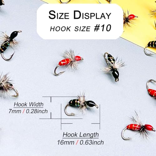 10Pc Hand Tied Fly Flies Fly Fishing Lure (Black&Red)