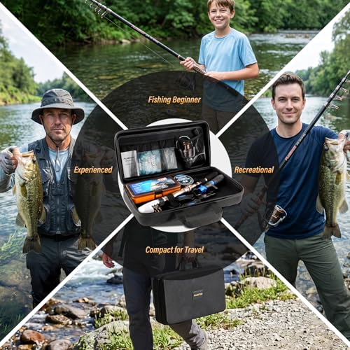Fishing Rod and Reel Combo with Telescopic Fishing Pole (GOLD / 5.91 ft)