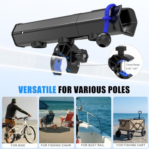 Clamp On Fishing Rod Holder for Bike Bicycle Ebike Scooter Golf Cart (2 Black)