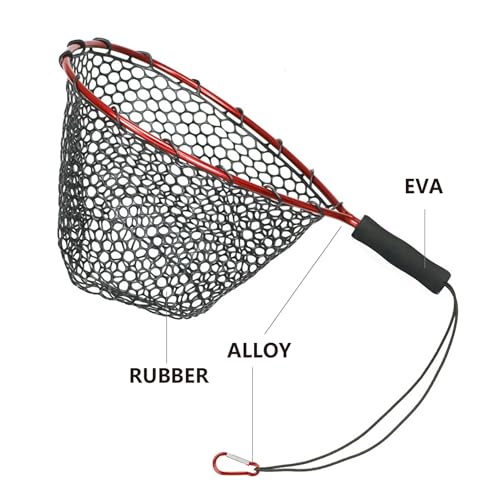 Short Handle Rubber Fishing Landing Net