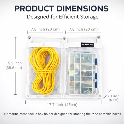 Marine Mesh Double Pocket Boat Gear Storage Bag (White / Large)