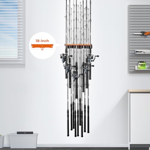 V15 Vertical Fishing Rod Holder (Black - 2 Pack - Upgraded (Heavy Rod Combo, Store 30 rods))
