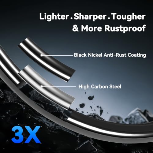 Treble Hooks 3X Strong O'Shaughnessy Triple Fishing Hooks for Lures (Black Nickel / 8#_32pcs)