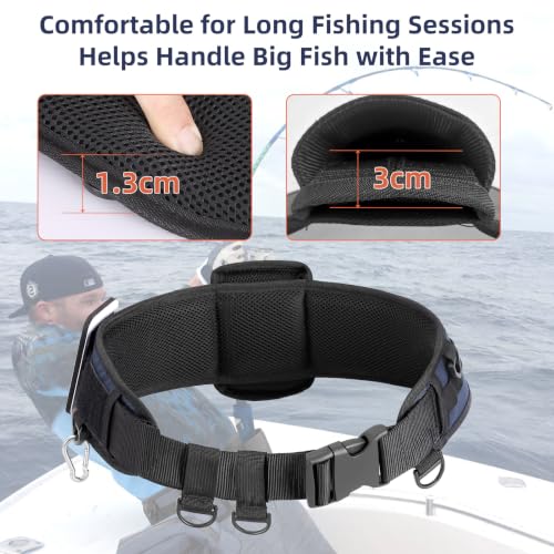 Fishing Belt Rod Holder Adjustable Fishing Fighting Waist Belt (Navy Blue（without Detachable Bag）)