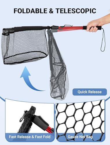27 Inch Foldable Floating Fishing Net with Fixed Handle (27" Not Extendable)