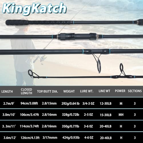Surf Spinning Fishing Rod 9' (A-Black-10'0")