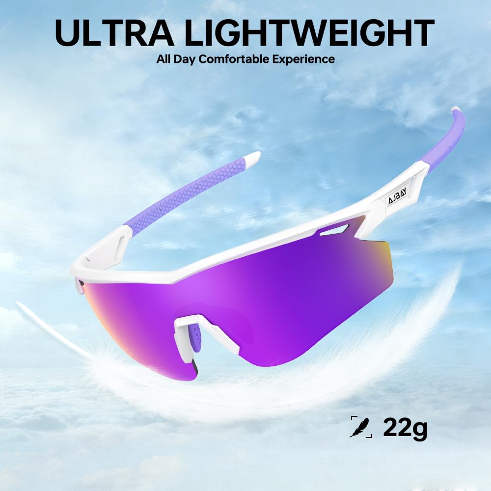 Polarized Running Sunglasses for Men Women Ultra (Elegant White Purple)