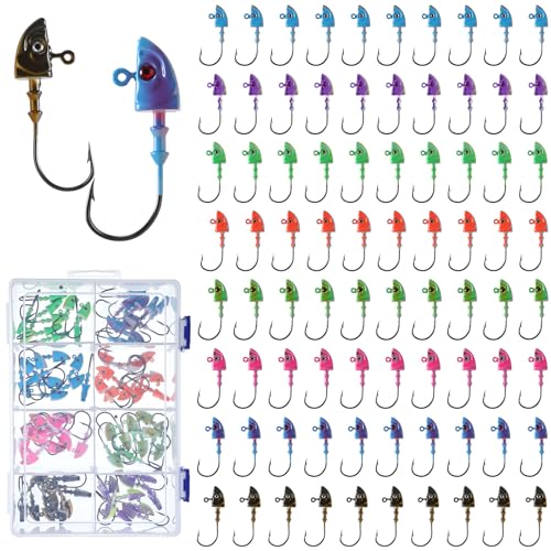 80 Pcs Crappie Jig Heads for Fishing (1/8 oz / Fishing Saltwater)