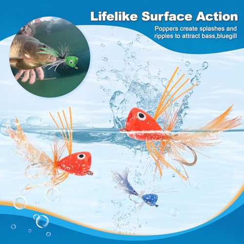 20Pcs Fly Fishing Popper Flies (20pcs Popper Flies Kit)