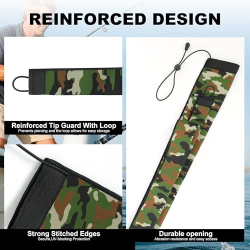 Neoprene Fishing Rod Sleeve Rod Socks for Casting (60" / Deep Green Camo)
