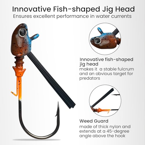 3 pcs Swim Jig with Weed Guard & Silicone Skirt for Bass Trout Pike (3 pcs Swim Jigs)