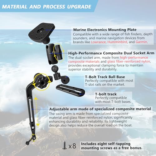 Kayak Fish Finder Mount with Adjustable Transducer Mounting Arm