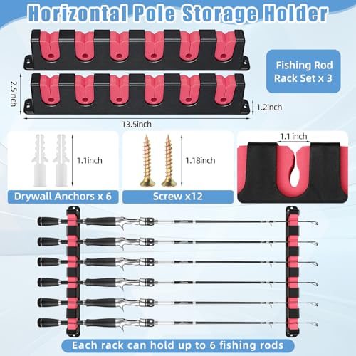 Fishing Rod Holders for Garage Wall Mount Pole Racks