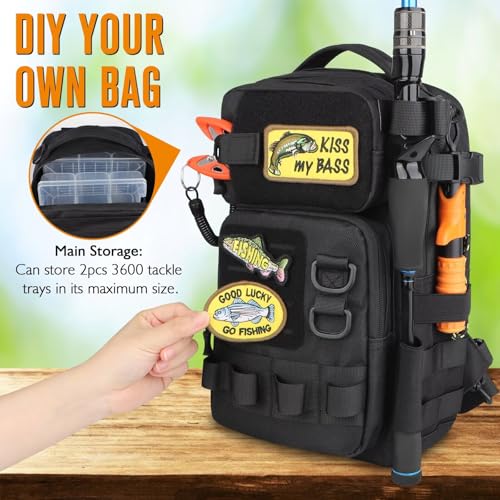 Small Fishing Backpack Fishing Sling Bag with 3600 Tackle Box Small Tackle Backpack with Tool Set Black (B: Fishing Tackle Backpack With Tool Set(black))