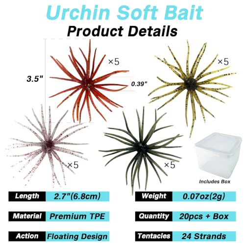 Urchin Bait for Bass Fishing (Confidence Mix - 2.7" - 20PCS)