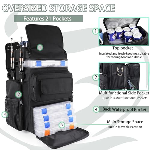 Fishing Backpack with Rod Holders
