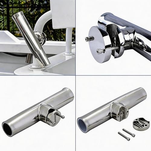 316 Stainless Rail Mount Pole Holder for Boat (Rail 0.55"-1.1")