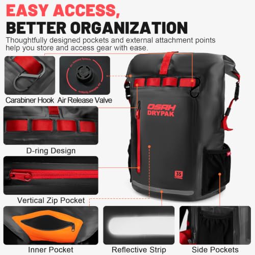 Waterproof Dry Bag Backpack 25L (Black Red / 85L)