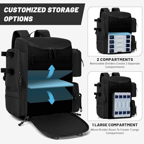 40L Tackle Fishing Backpack with 2 Rod Holders (Black)