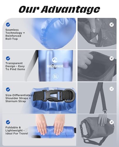 Waterproof Dry Storage Backpack with Phone Case & Whistle 20L (Blue / 20L)